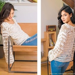 Кружевной джемпер на пуговицах - женственно и романтично