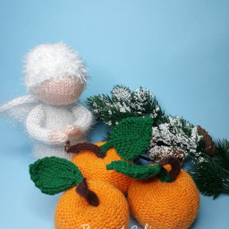 Новогодние поделки - мандаринки спицами