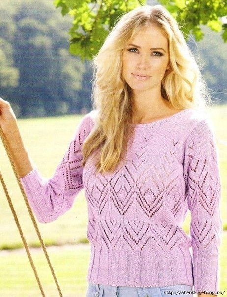 Ажурный пуловер спицами Ажурный пуловер спицами