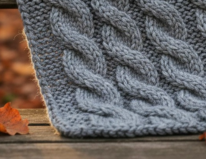 Вязаный шарф с рельефным узором