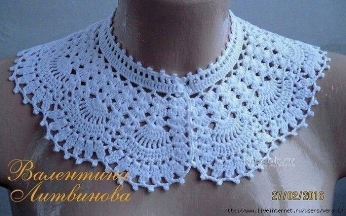 Ажурный воротник крючком Ажурный воротник крючком