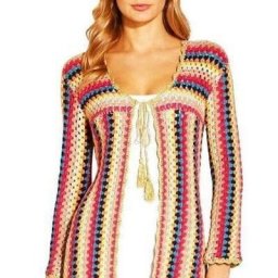 Яркий цветной кардиган крючком