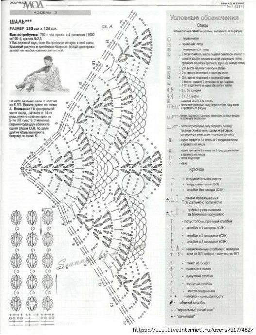 Вяжем красивую шаль крючком