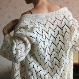 Ажурные узоры для осенних кардиганов, связанных крючком