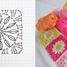 Красивый бабушкин квадрат со схемкой