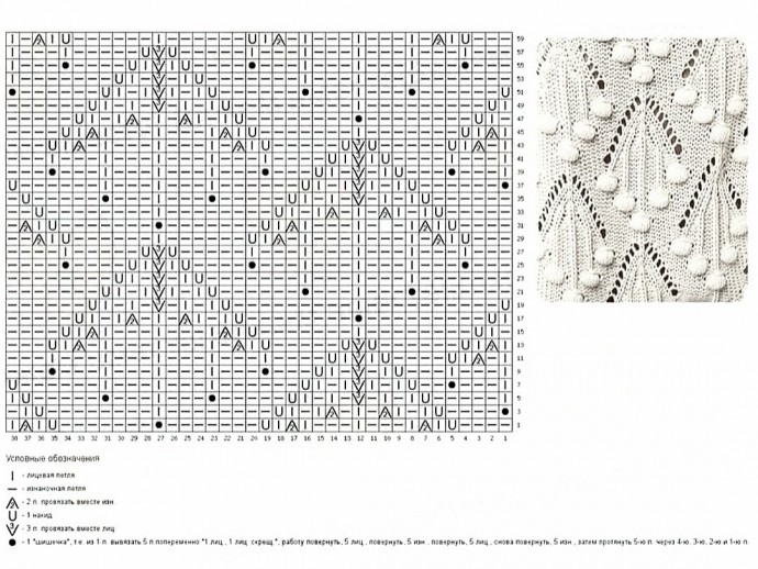 Спицами: джемпер узором с шишечками