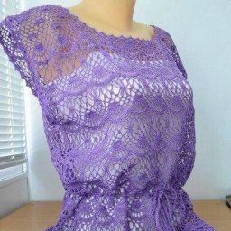 Ажурная сиреневая туника на лето