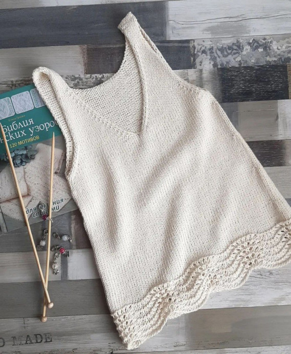 Базовая майка из Drops cotton light, вяжем спицами Базовая майка из Drops cotton light, вяжем спицами