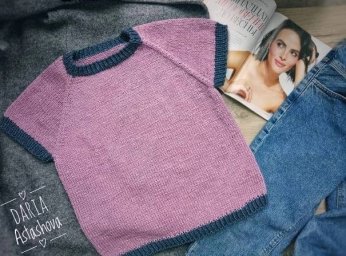 Женская футболка, связанная спицами