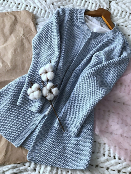 Голубой кардиган из Gazzal baby cotton Голубой кардиган из Gazzal baby cotton