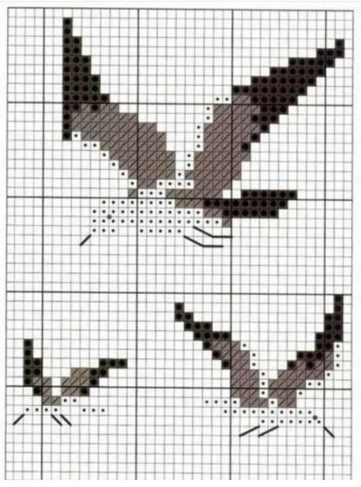 Одежда с птичками, схемы для вязания в технике жаккарда
