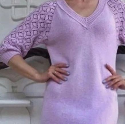 Красивый ажурный узор для весеннего джемпера спицами Красивый ажурный узор для весеннего джемпера спицами