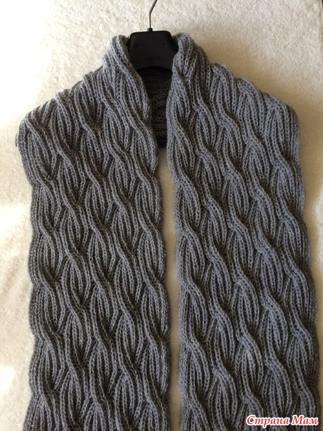 Шарф английской резинкой спицами