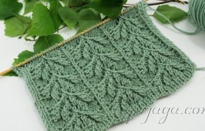 Красивый узор с листочками для любителей вязания спицами