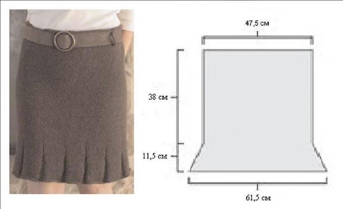 Вяжем спицами юбку со складками