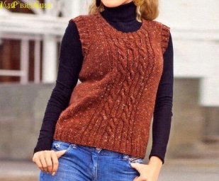 Жилет спицами