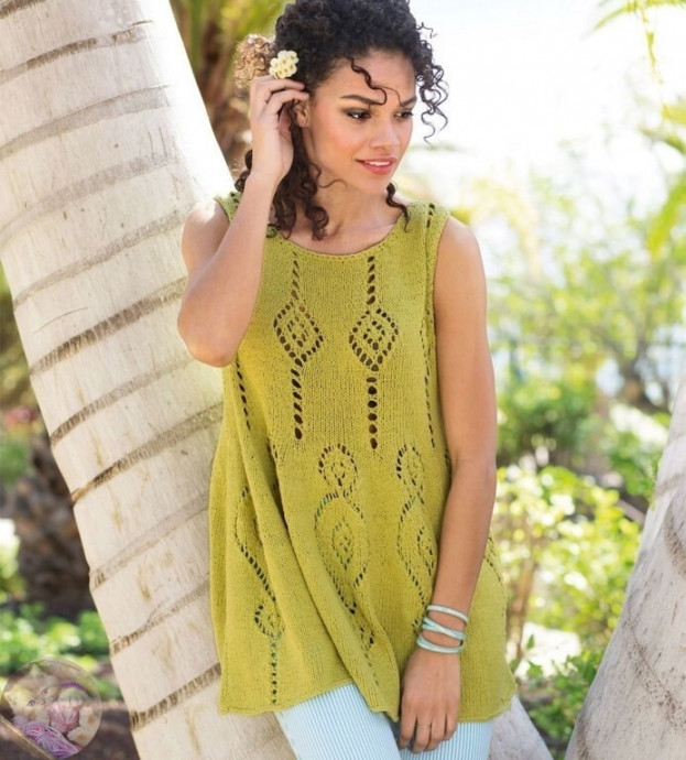 Зеленая туника из шелковой пряжи