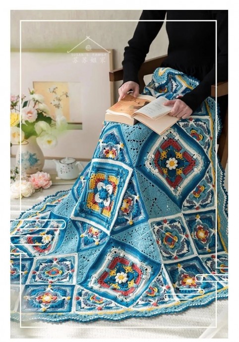 Плед крючком из мотивов Плед крючком из мотивов