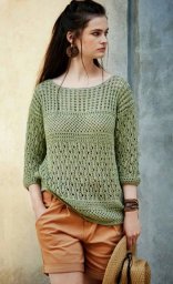 Ажурный оливковый джемпер