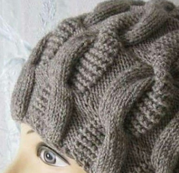 Шапочка из Alize Lana Golg Fine с узором "Жгут змейка", вяжем спицами