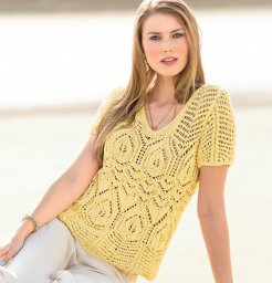 Ажурный пуловер с короткими рукавами