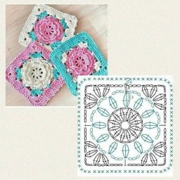 Квадратные мотивы с цветками в середине