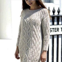 Теплое платье спицами. Выкройка и схемы.