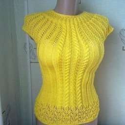 Желтая кофточка спицами