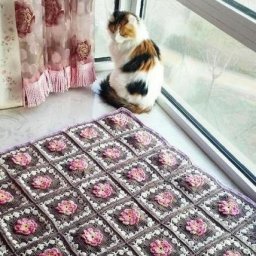 Цветочный мотив крючком для пледа