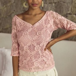 Джемпер из цветочных мотивов крючком