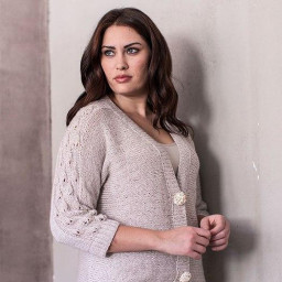 ​Кардиган "Leona" с укороченным рукавом спицами от Berroco