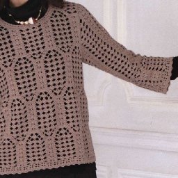 Интересный пуловер крючком. Схемы.