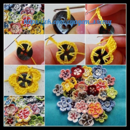 Вязанные пуговицы- цветочки .