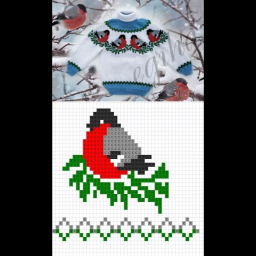 Снегири в узорах.