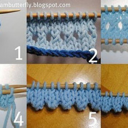 ​Как связать край зубчиками спицами