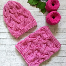 ​Вязание спицами. Шапка и снуд.