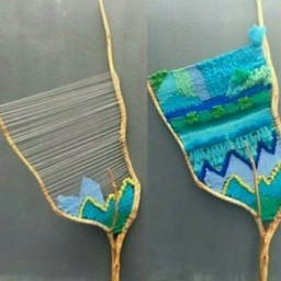 Сочетание природных материалов и пряжи