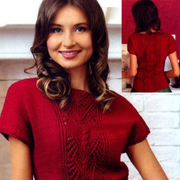 Красная кофточка со вставкой