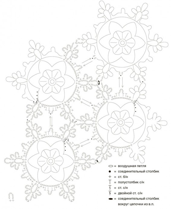 Вяжем ажурную накидку мотивами