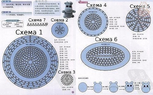 Вяжем голубого бегемотика (амигуруми)