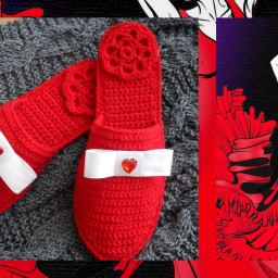 Тапочки крючком "Фламенко"