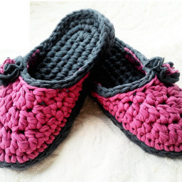 Буду вязать тапочки из трикотажной пряжи, кто со мной?