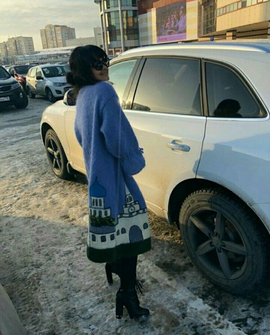 Городские пейзажи на вязаной одежде Городские пейзажи на вязаной одежде
