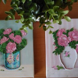 Цветочный диптих, вышивка бисером