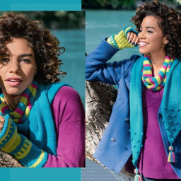 Яркие, немного этнические митенки и шарф