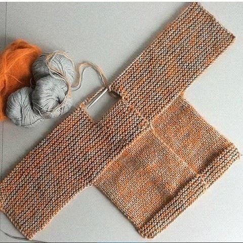 ​Детский кардиган платочной вязкой. Описание вязания для начинающих.