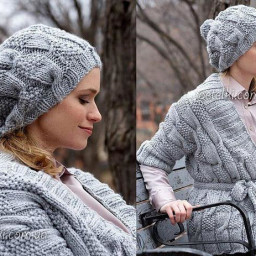 Стильный кардиган и берет