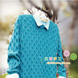 Бирюзовый джемпер спицами