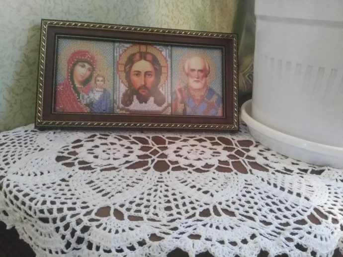 Салфетка и триптих бисером