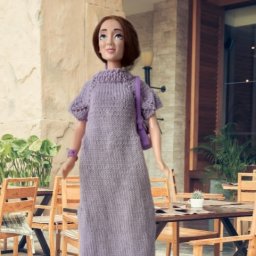 Сиреневое платье для куклы в стиле бохо. "Облако сирени".